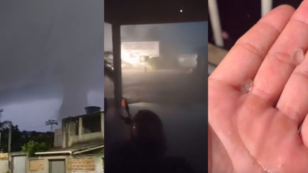 Super chuva com granizo e vendaval causa destruição em Nova Almeida na Serra