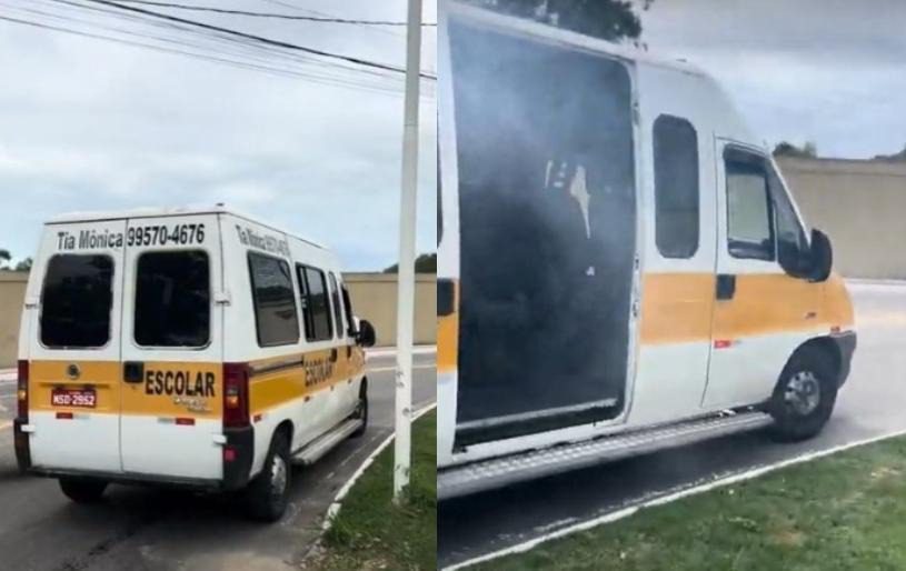 Crianças são resgatadas pelo DOT de van em chamas na Avenida Norte-Sul